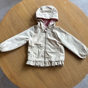 Gymboree Tan Hooded Jacket with Ruffle Hem